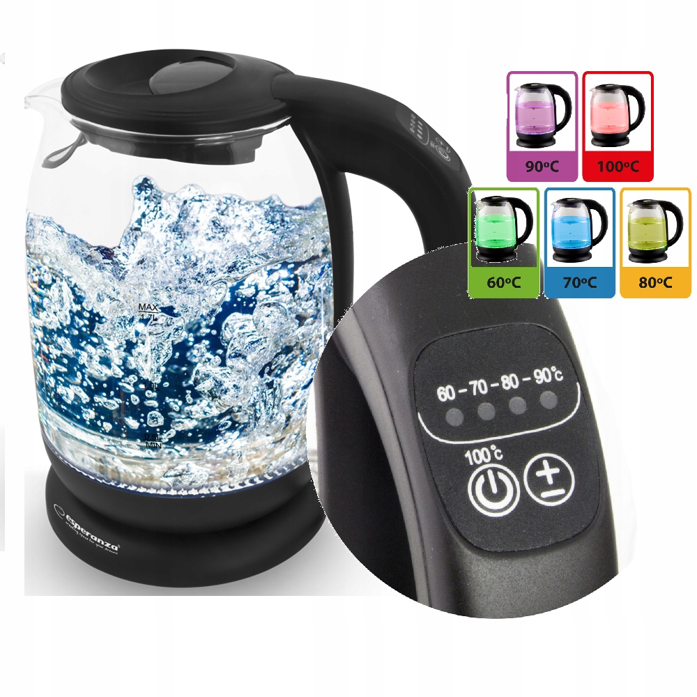 Rychlovarná Konvice Skleněná reg teplota 1,7 L