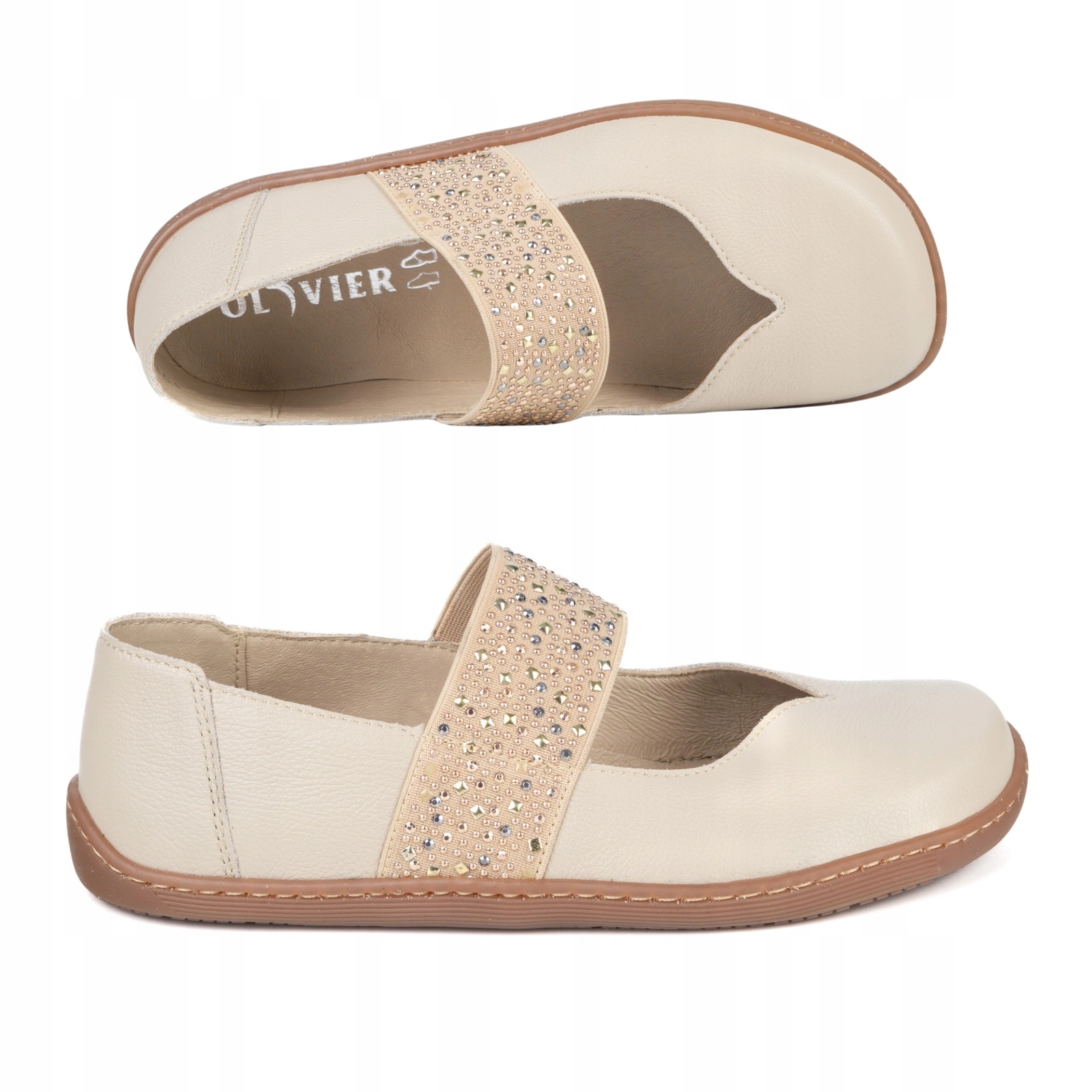 Dámské kožené barefootové lodičky Mila béžové, velikost 42