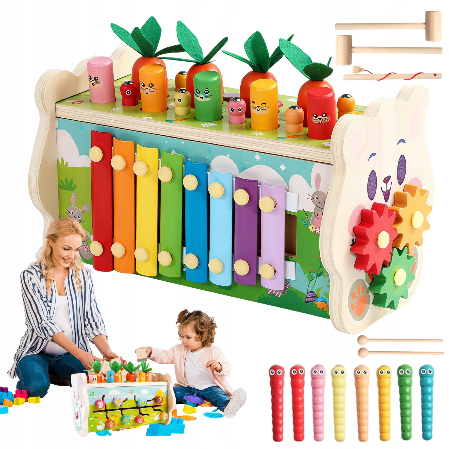 DREWNIANA ZABAWKA MONTESSORI ROZWIJAJĄCA ZDOLNOŚCI MOTORYCZNE DZIECI