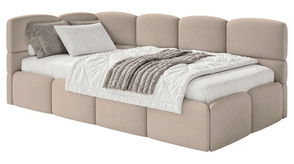 Postel pro mláděž 120x200 cm Cloudy béžová velurová matrace levá