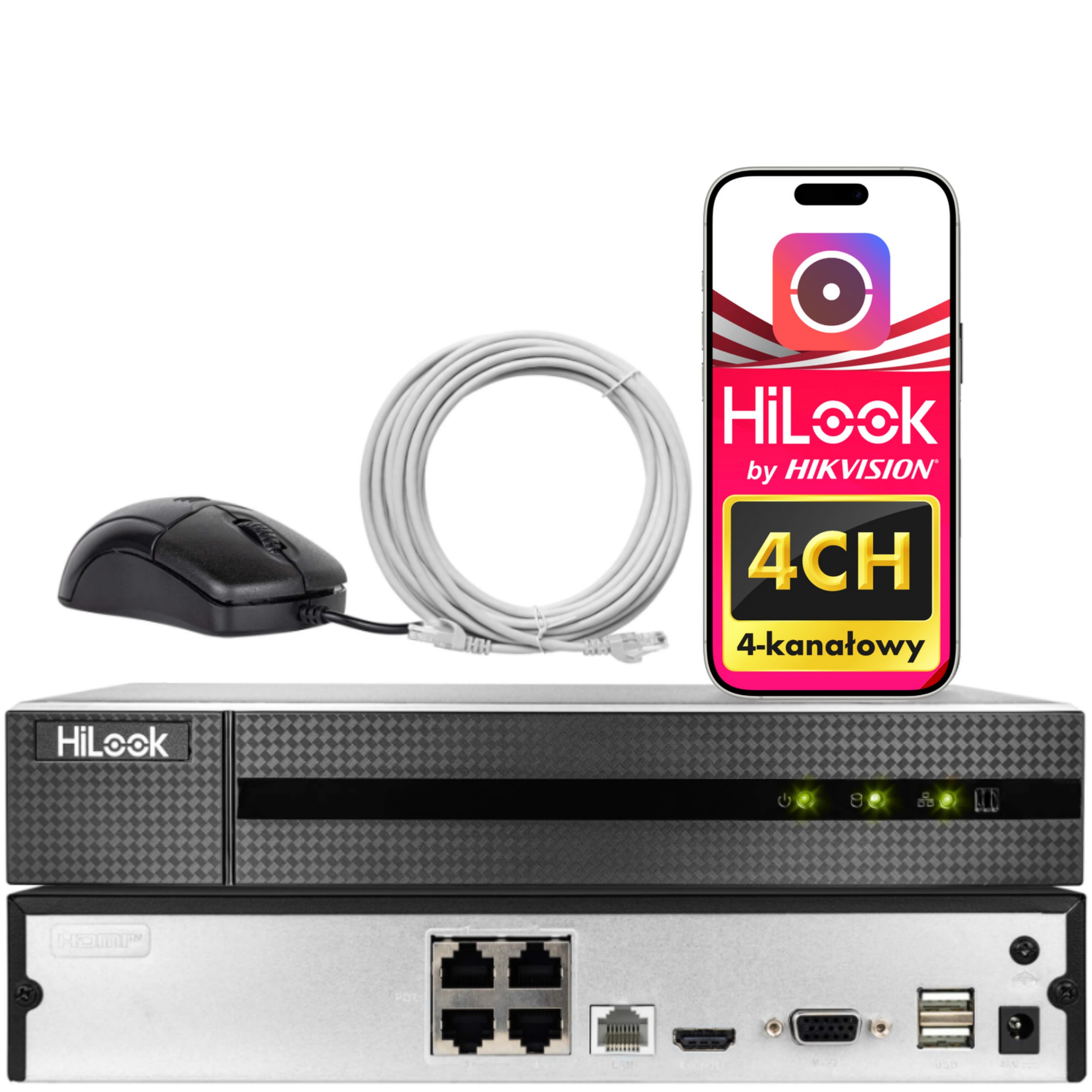Rejestrator Ip do monitoringu 4 kanały NVR-4CH-4MP/4P Hilook by Hikvision