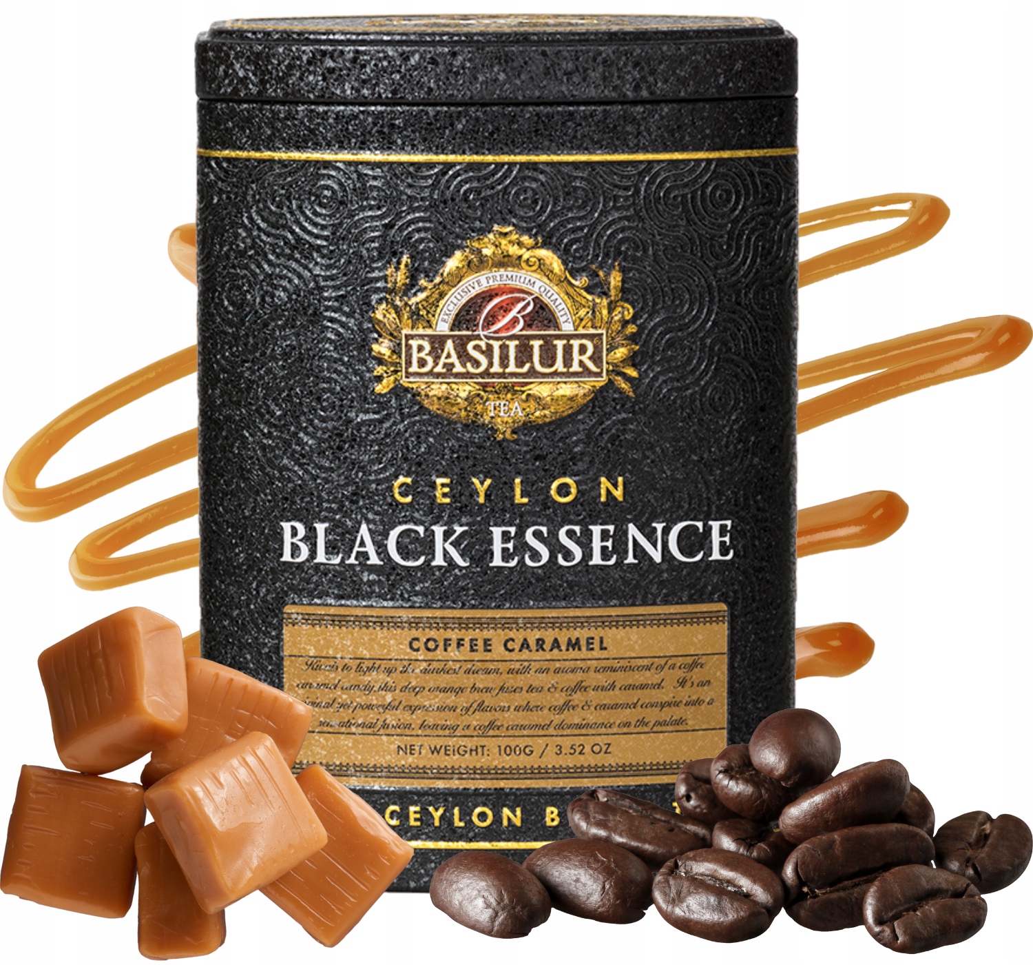 Levně Basilur Coffee Caramel černý čaj Káva Karamelová plechovka Dárek 100 g