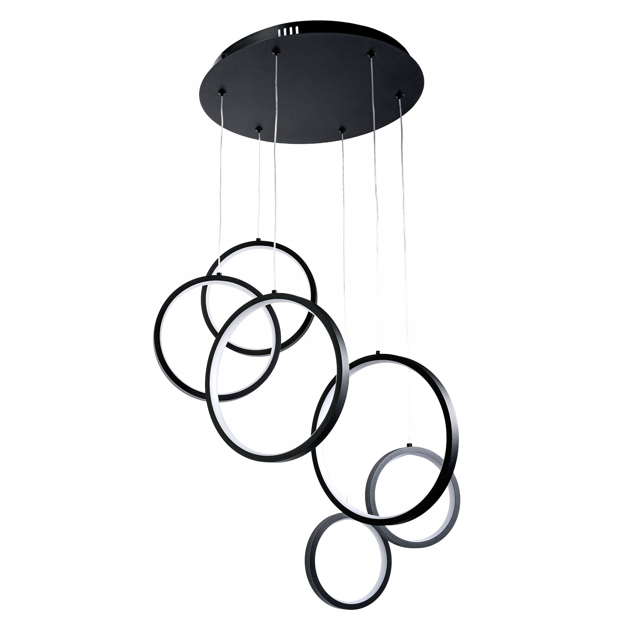 Moderná závesná Led stropná lampa 48 W čierna s závesnými obručami