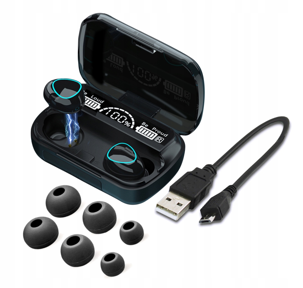 SŁUCHAWKI BEZPRZEWODOWE TWS BLUETOOTH 5.3 + POWERBANK + GUMKI NOWOŚĆ ZESTAW