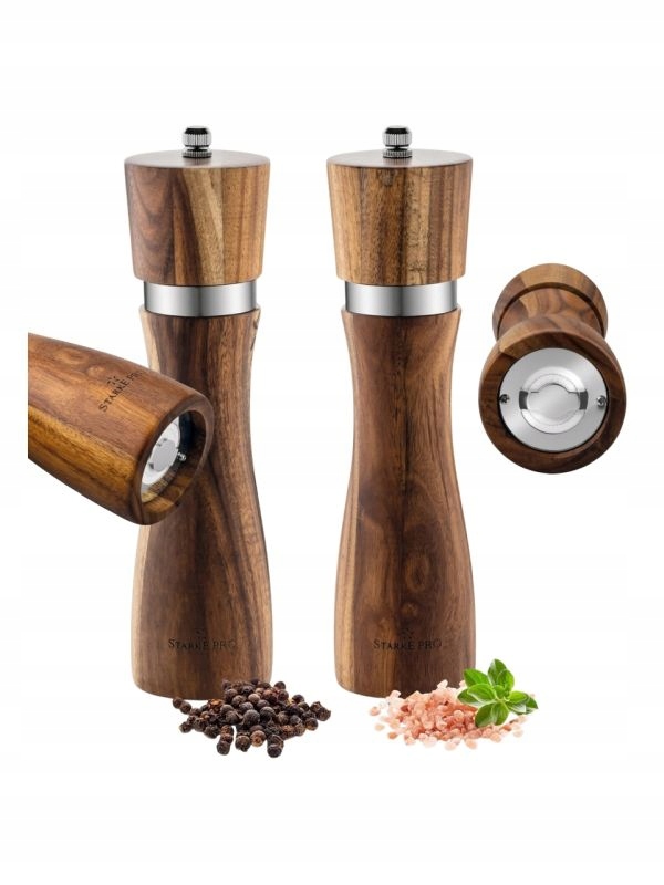 Zestaw młynka ręcznego do soli i pieprzu drewniany Starke Pro Aragon