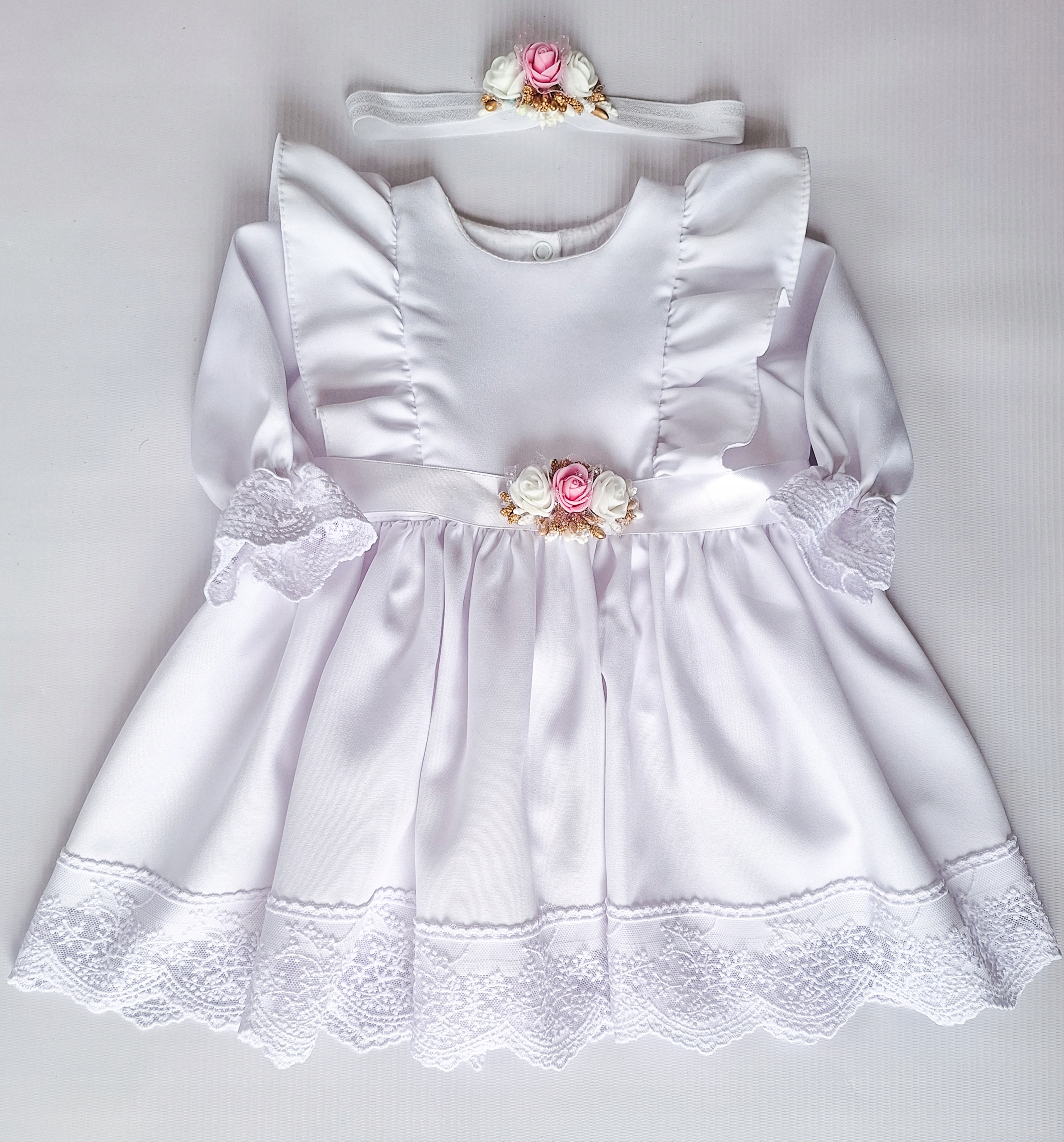 Sukienka na chrzest Sara biała koronka 62 Rozmiar 62