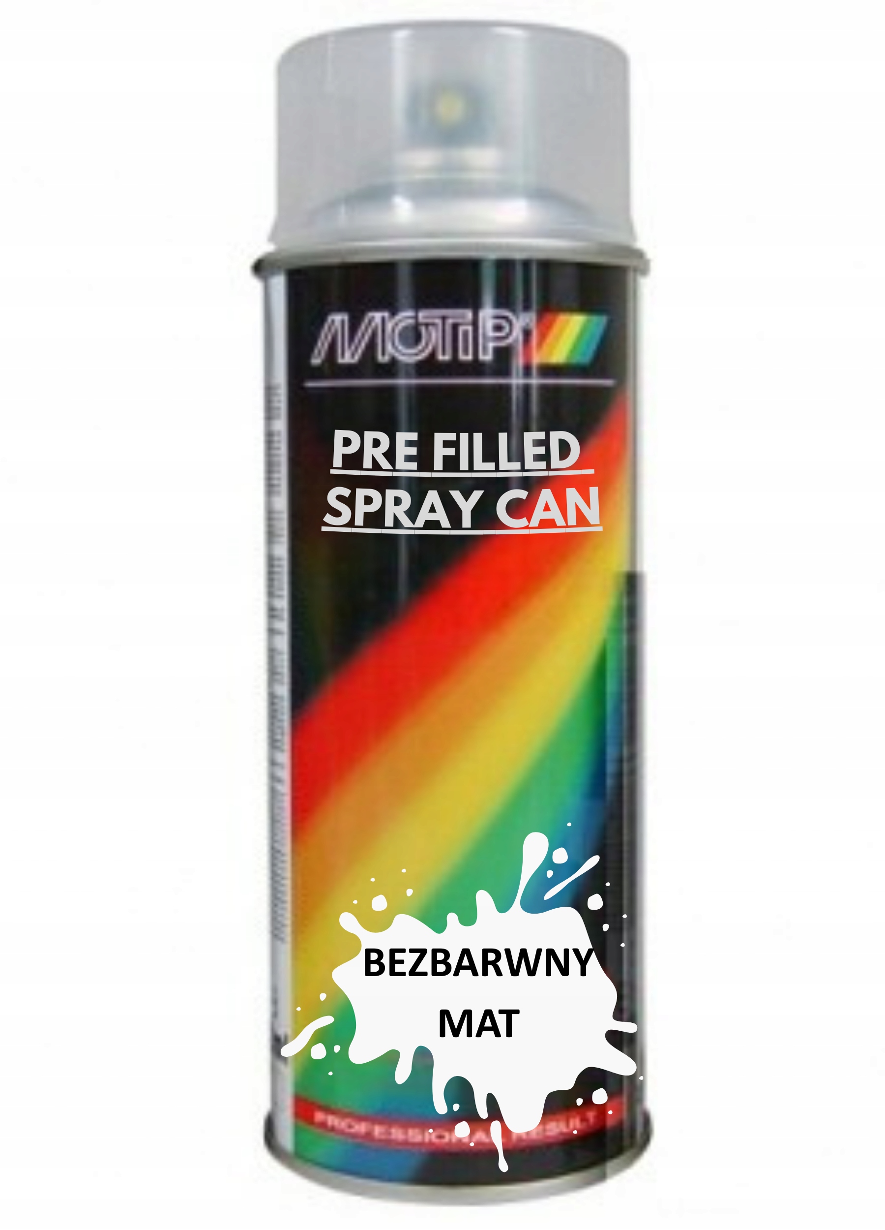 2K Bezbarwny Mat Z Utwardzaczem Klar Lakier Spray 400 ML Motip Pre Fill