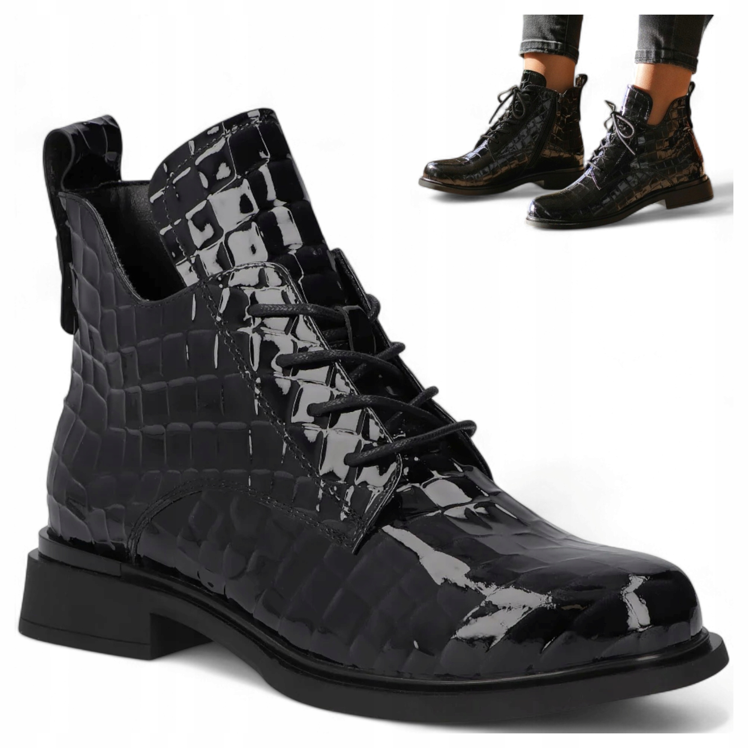 37 Filippo Dámské kotníkové boty z přírodní kůže na nízkém podpatku