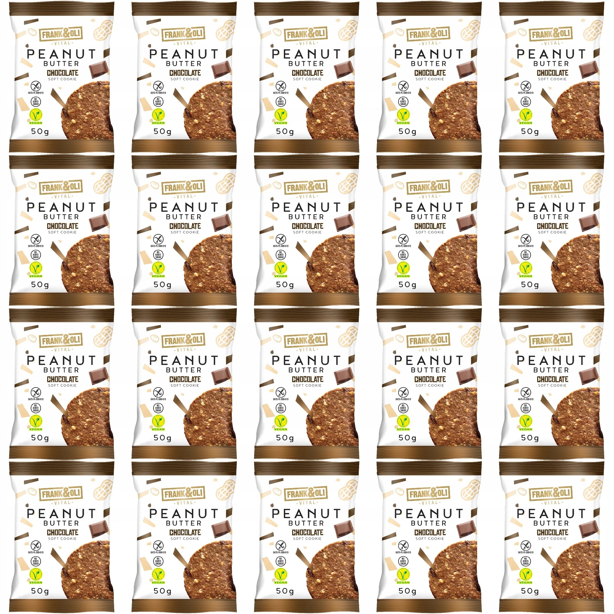 Zestaw ciasteczek Frank&Oli Ciasteczko Peanut Butter i Czekolada 50 20 szt.