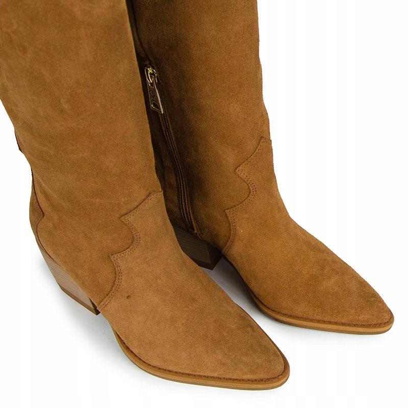 CARINII B9065 KOZAKI KOWBOJKI SKÓRA ZAMSZ RUDE 38 Rozmiar 38