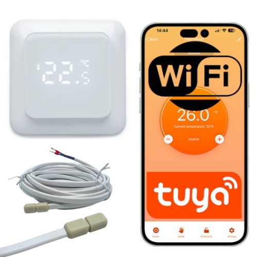 WiFi termostat Tuya 16A s podlahovým senzorem Ntc a regulátorem vytápění