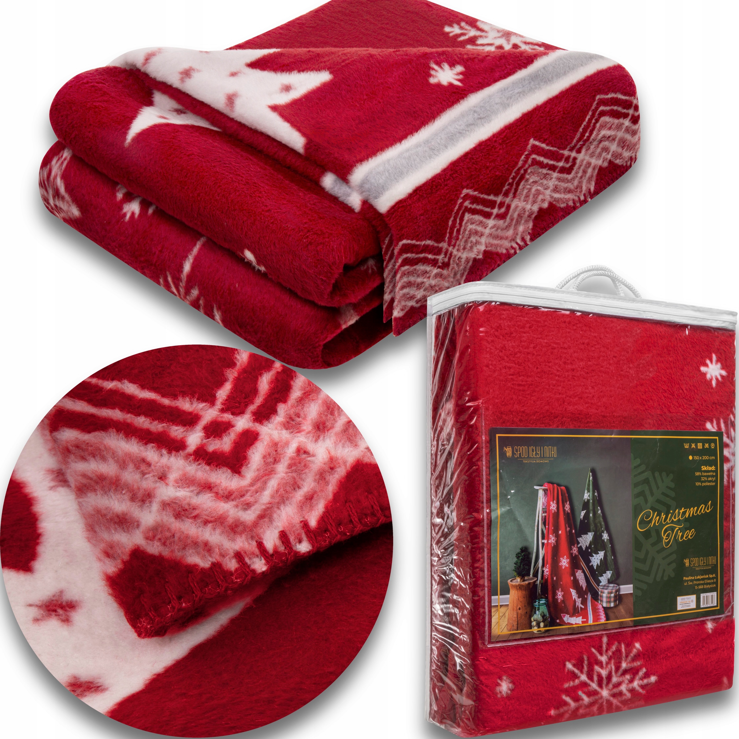 Vánoční Deka Přehoz Měkký Pléd Na Postel Bavlněný Přírodní 150X200 CM