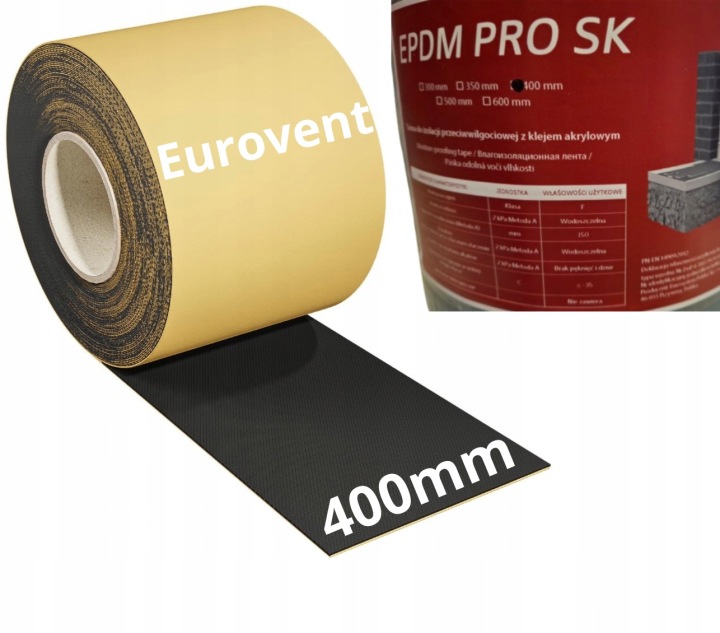 Taśma Epdm Uszczelniająca Na Pełnym Kleju 400mm 20mb Hydroizolacja Okna