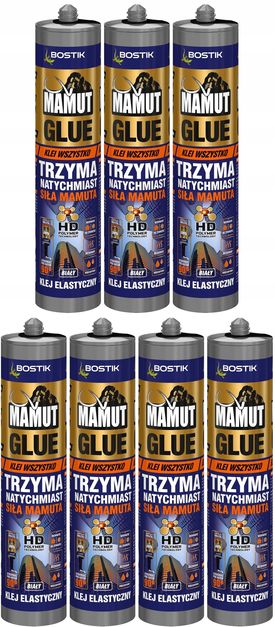 7x Bostik Mamut Klej Uniwersalny 290ml Biały Do Wszystkiego Mocny