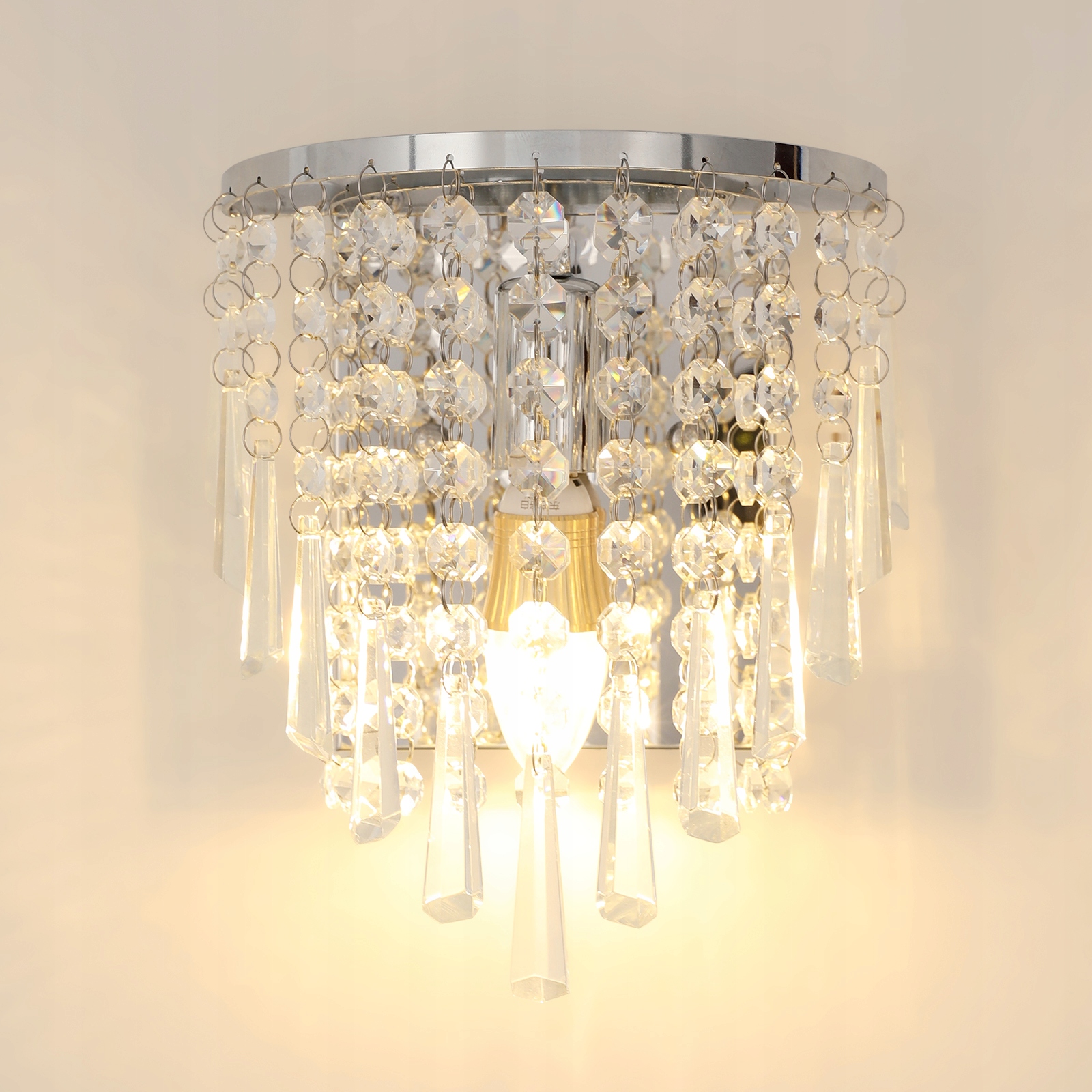 Kinkiet Lampa ścienna do Sypialni Kryształowy chrom E14 Wewnetrzny