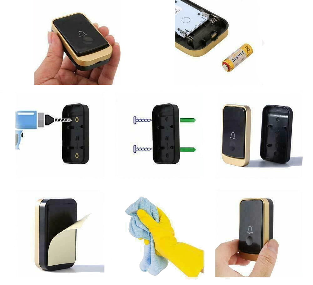 DZWONEK DO DRZWI BEZPRZEW. WODOODPORNY PODWÓJNY ODBIORNIK ŚWIATŁO + DZWIĘK Marka bez marki