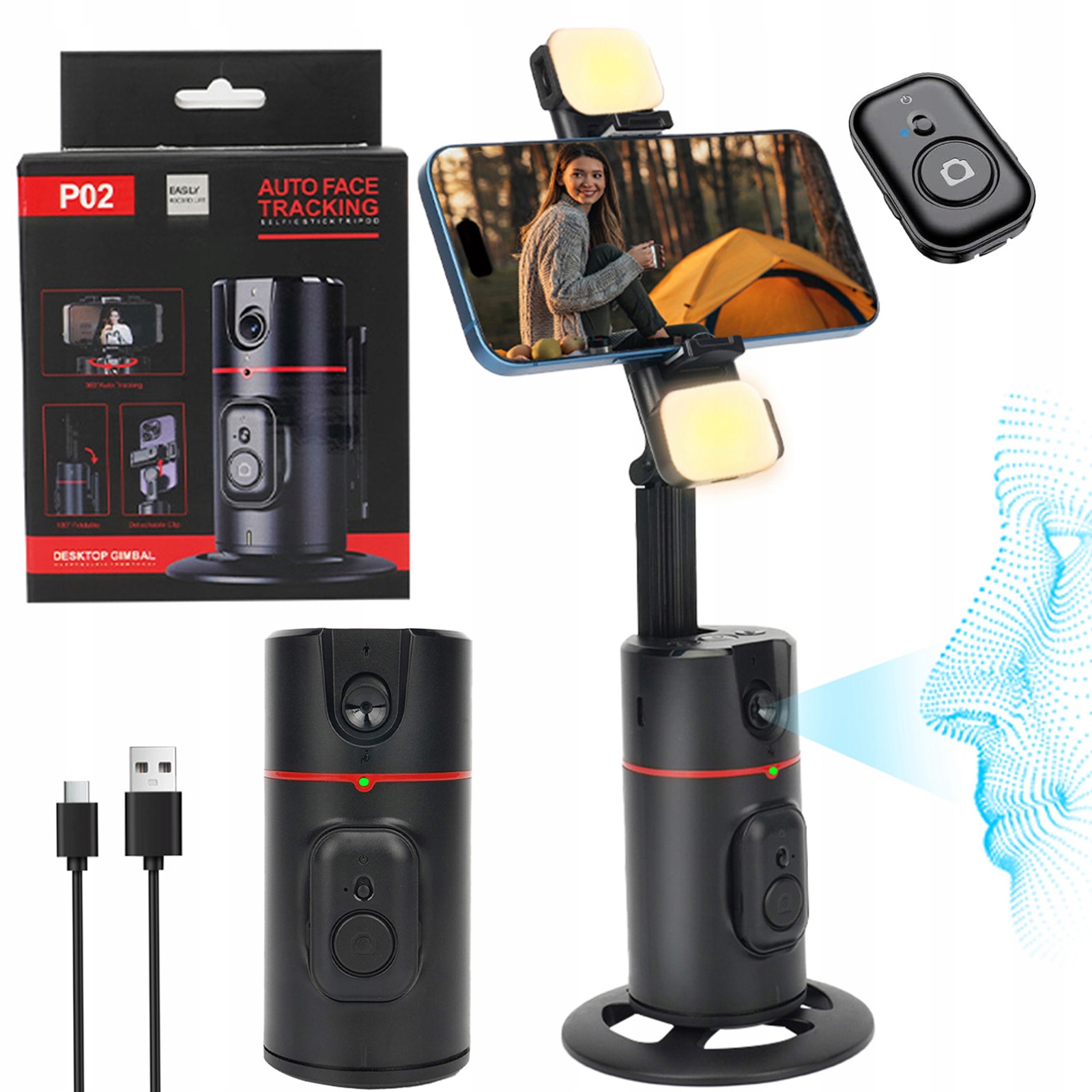 Multifunkční Stativ Pro Telefon, Nahrávání, Led Lampa, Ovládání Gesty