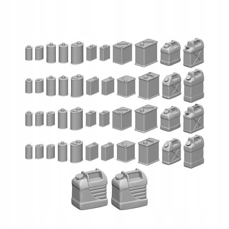 3D printed set Resin Oil Cans puszki pojemniki na olej 46 szt.