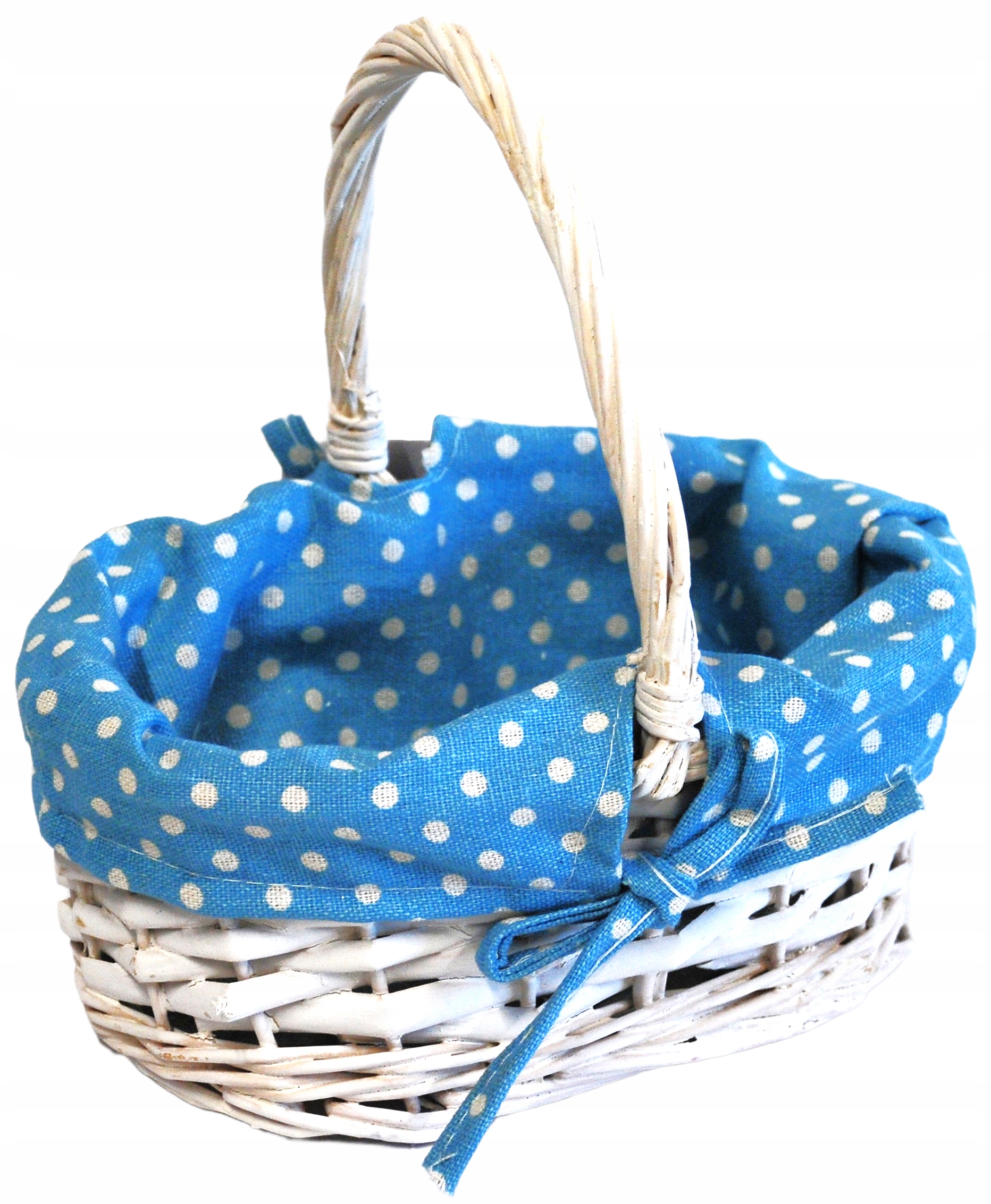 MAŁY KOSZ KOSZYK WIKLINOWY Z MATERIAŁEM KOSZYCZEK WIELKANOCNY OZDOBNY