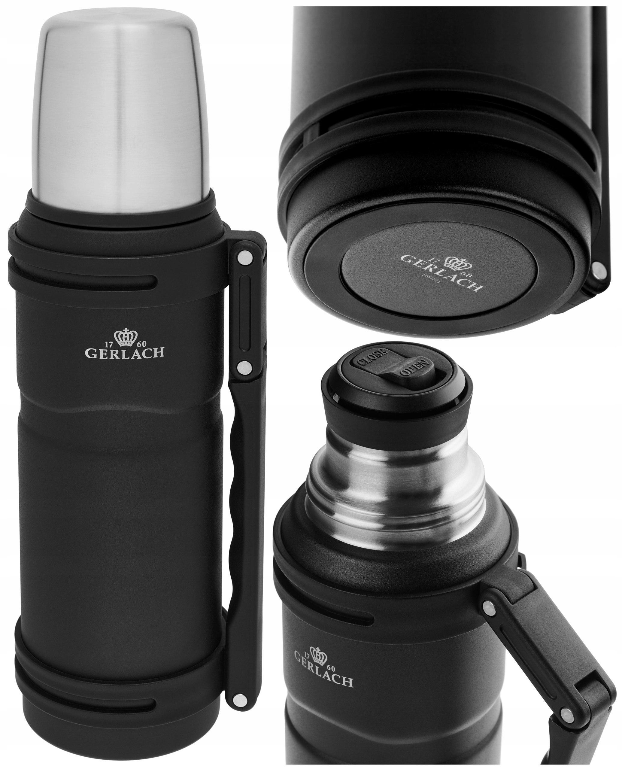 Termos Do Kawy Na Herbate Turystyczny 1,2 L Gerlach Assist Czarny Solidny