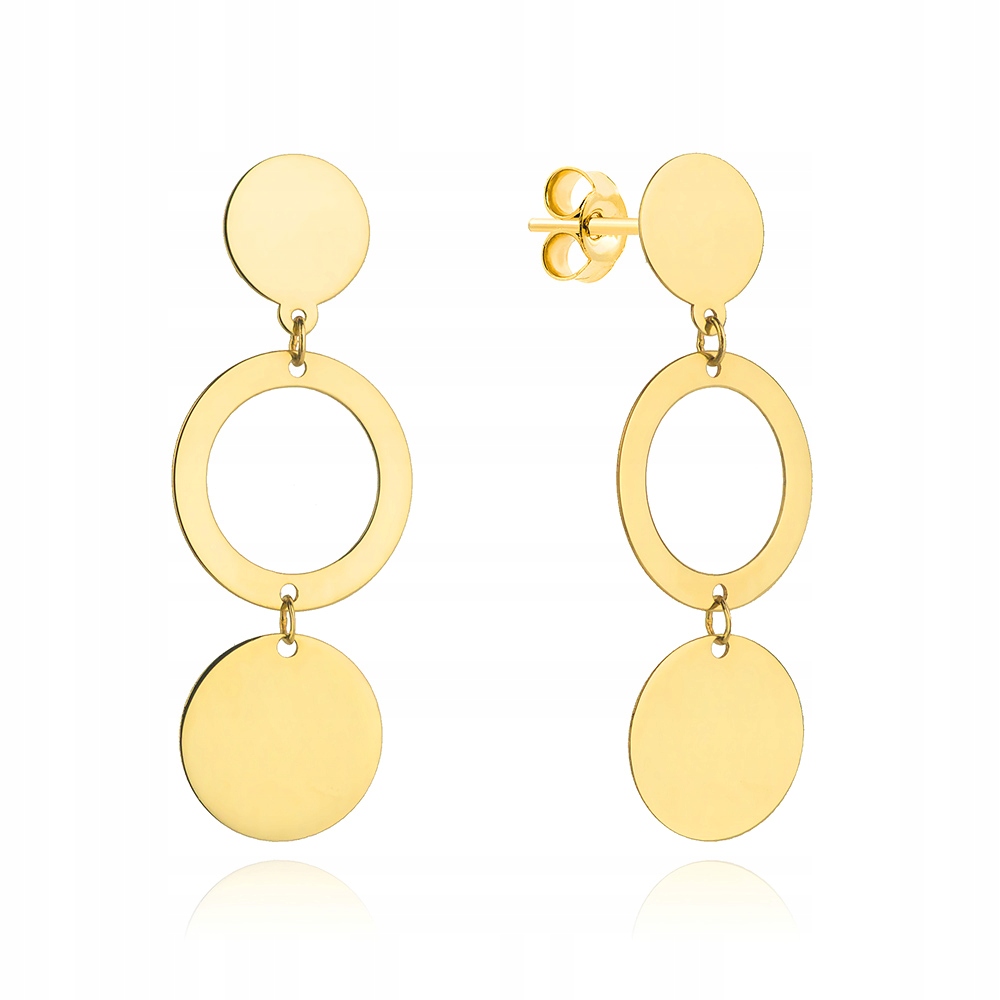 

Złote Kolczyki Wiszące pr. 585 Kółka Ring 14k