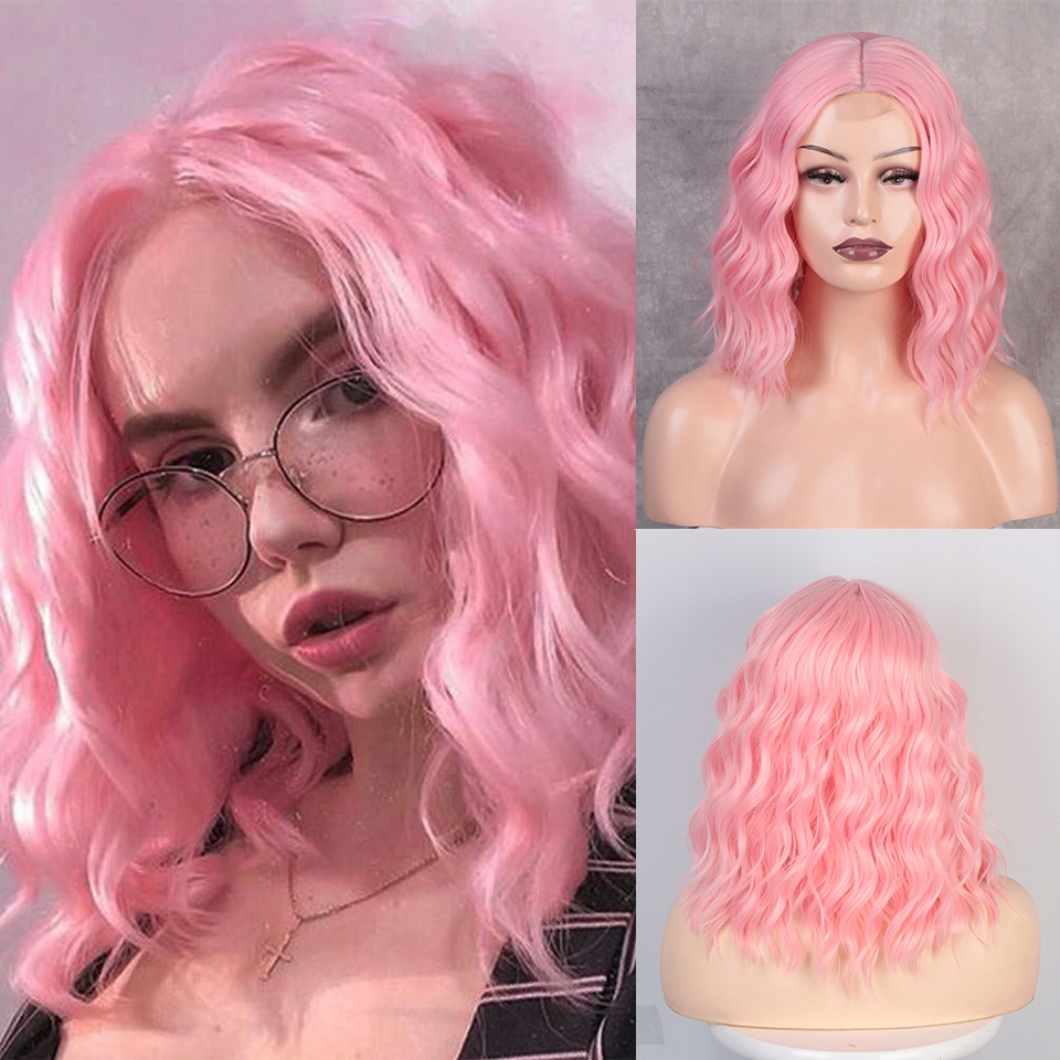 Zářivá růžová paruka Ruby se síťkou (lace front)