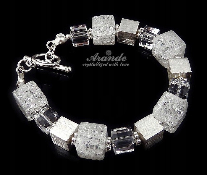 Kryształy Piękna Bransoletka CRYSTAL ROCK SREBRO Materiał srebro