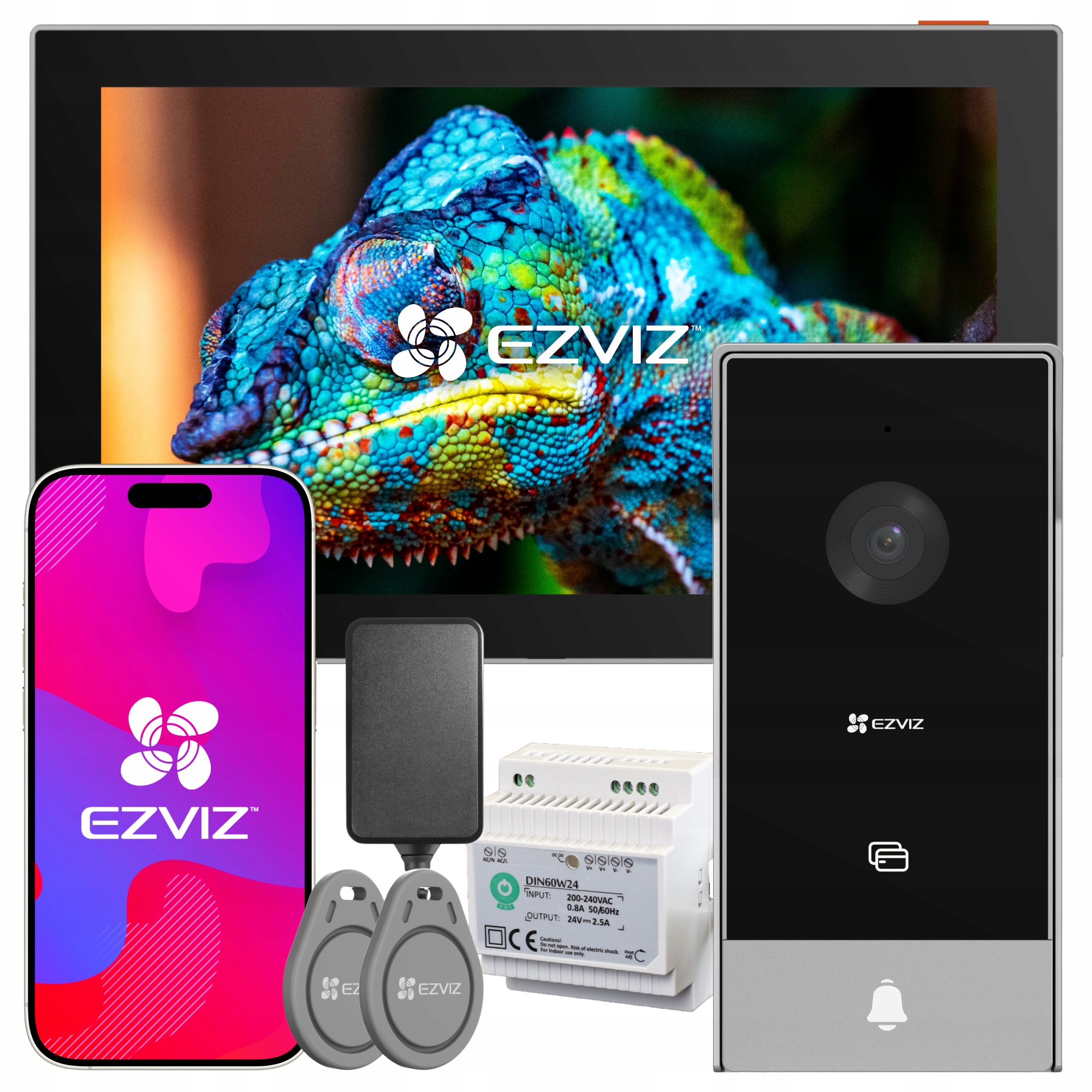 Wideodomofon WiFi Ezviz HP5 Brama Furtka Aplikacja Breloki Zasilacz