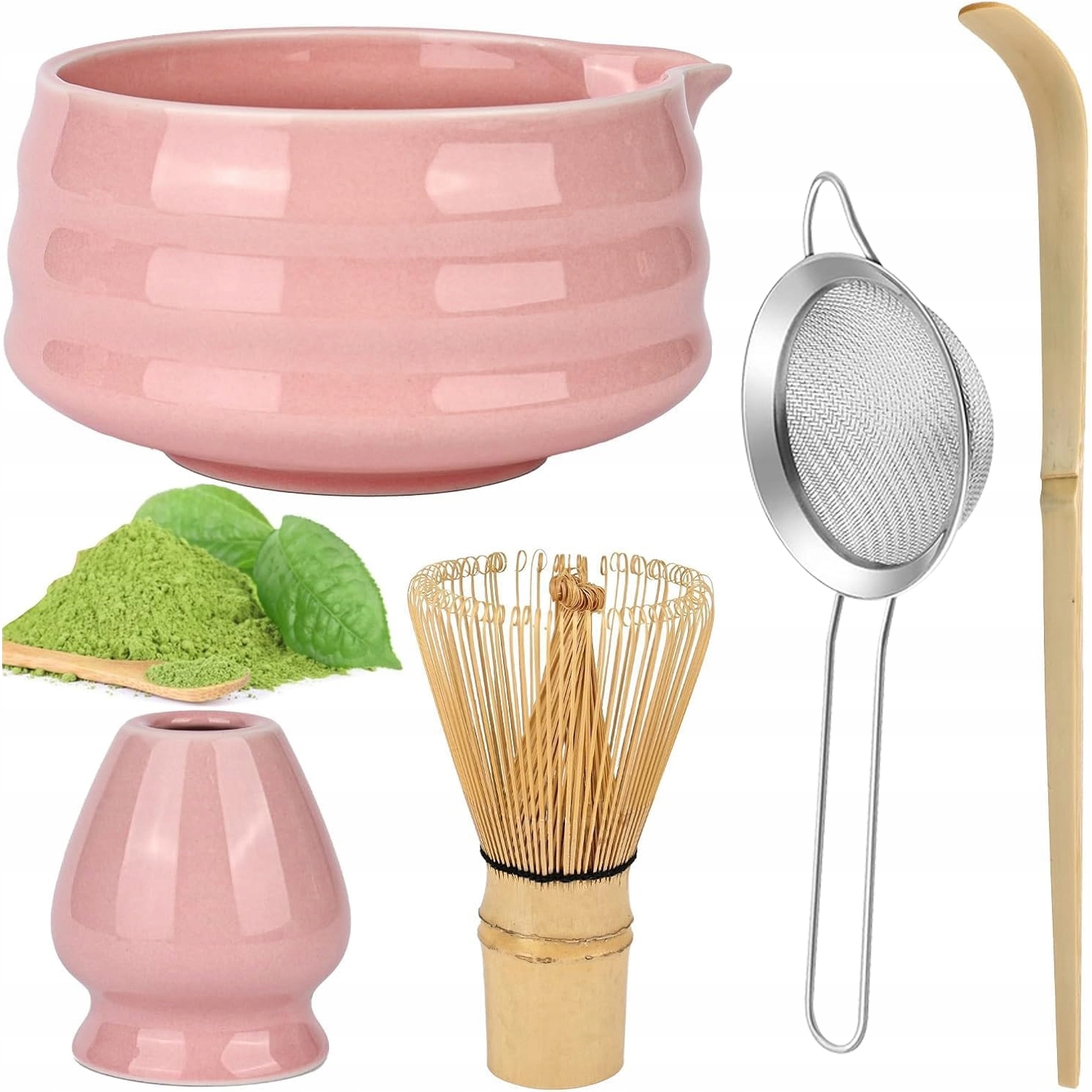 Zestaw do Matchy 5w1 ceramiczny Czarka miotełka łyżeczka do herbaty Matcha