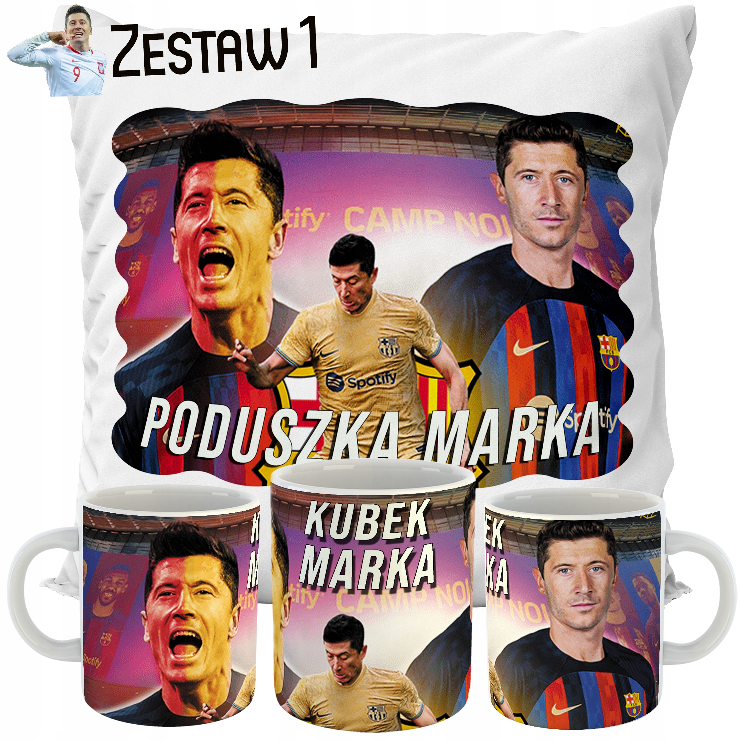 ZESTAW PODUSZKA + KUBEK LEWY LEWANDOWSKI IMIĘ PREZENT Marka inna marka