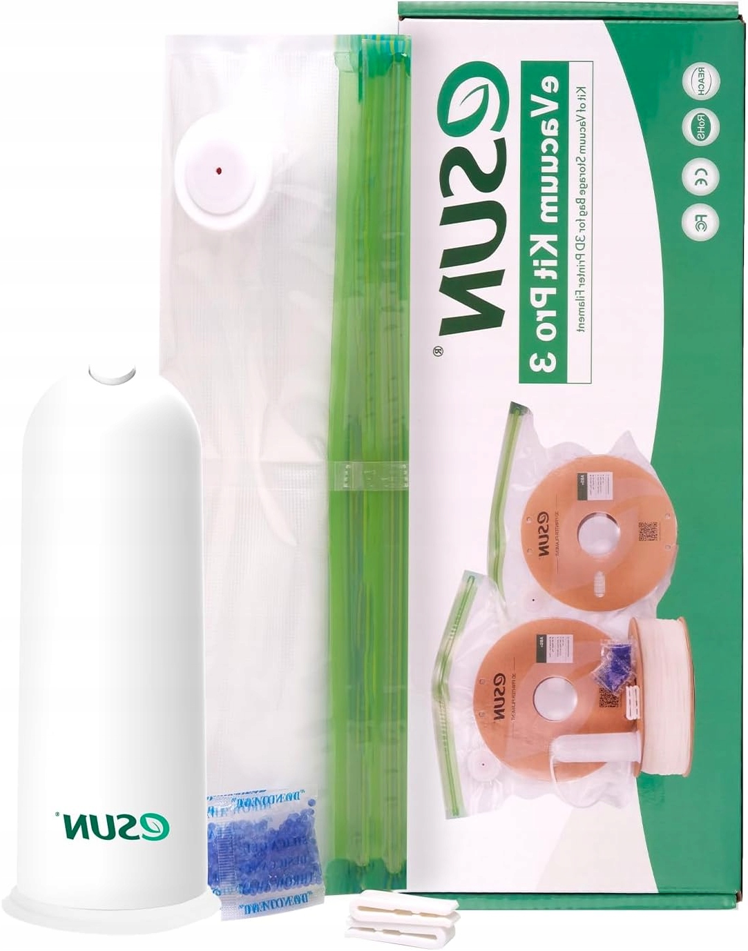 ZESTAW 10 WOREKÓW PRÓŻNIOWYCH DO FILAMENTU 3D Z POMPĄ USB