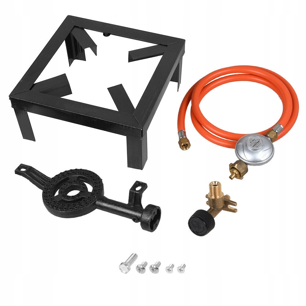 Plynový Hořák Litinová Stolička Sada Hadic Reduktor 25x25 cm 8 kW