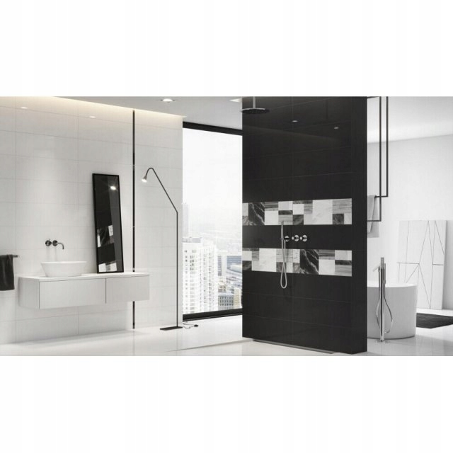 PŁYTKI ŚCIENNE ELEGANT CLASSIC czarny POŁYSK 24x74 Długość 74 cm