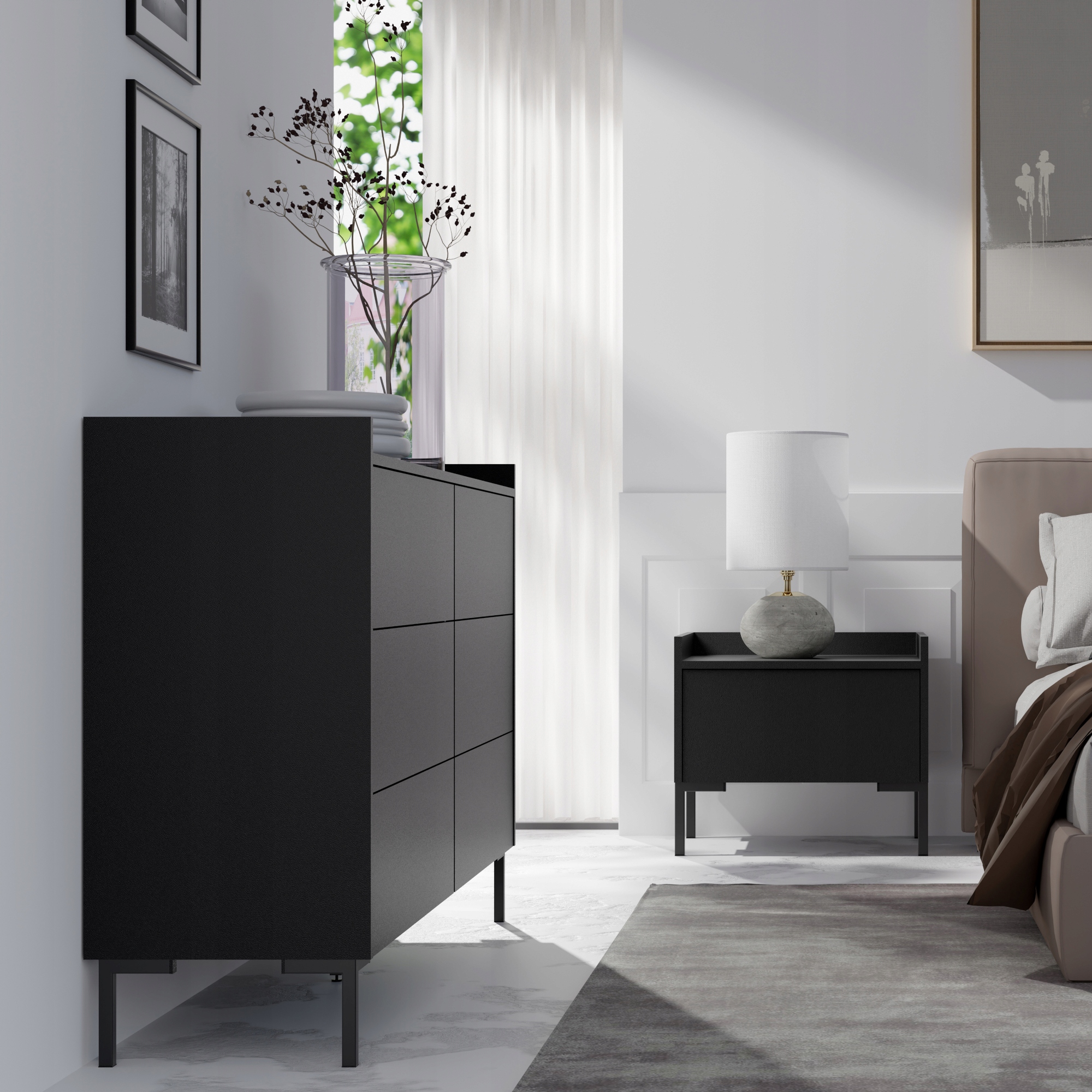 Komoda z szufladami Liam 6S 150 Czarna