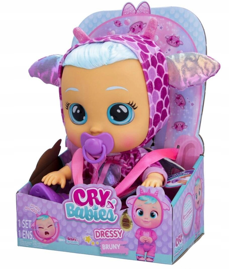 Cry Babies Lalka Bruny Dressy Płaczący Bobas Włosy