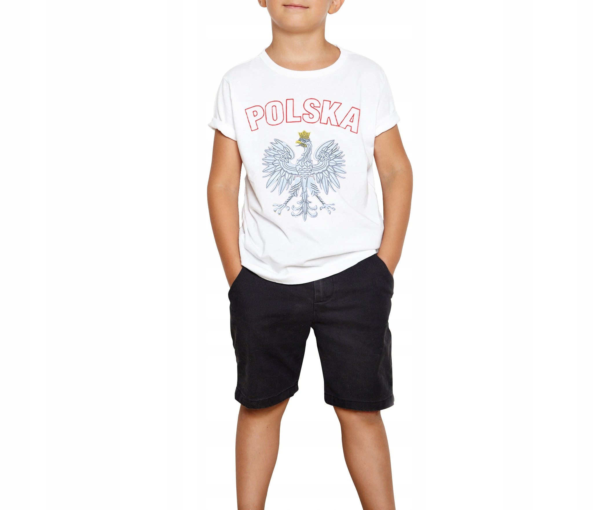 

Dziecięca Koszulka Kibica Polska z Orłem 164 biała
