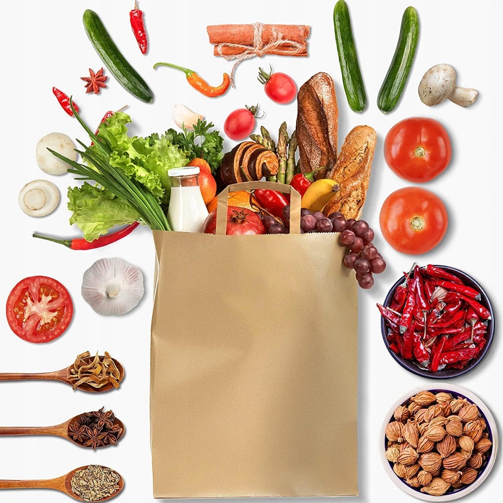 TORBA TOREBKA PAPIEROWA SZARA KRAFT Z UCHWYTEM 320x160x280 50 szt. Szerokość produktu 32 cm