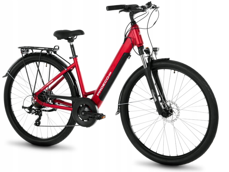 Rower elektryczny Proeco Wave An 1.0 M17 28 cali Czerwony