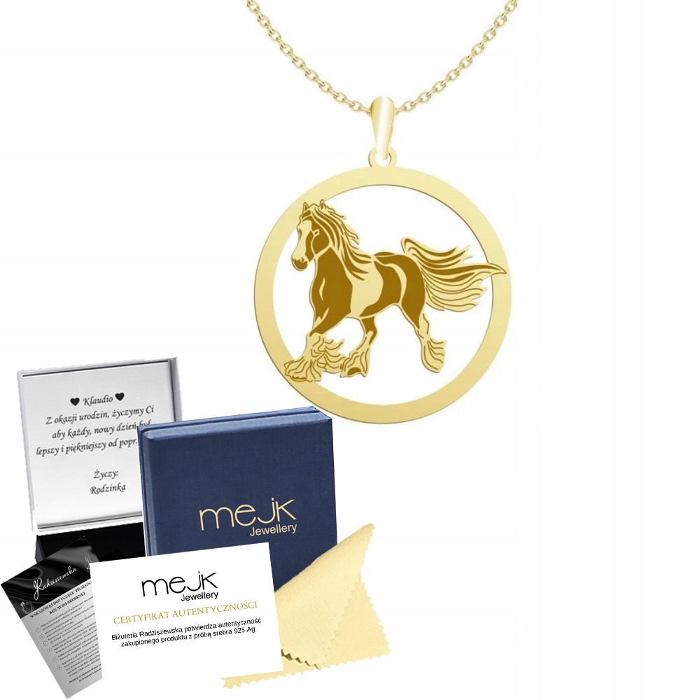 Náhrdelník Zlatý Vanner Cikánský kůň 925 Řetízek Dárek Žena Gravírování