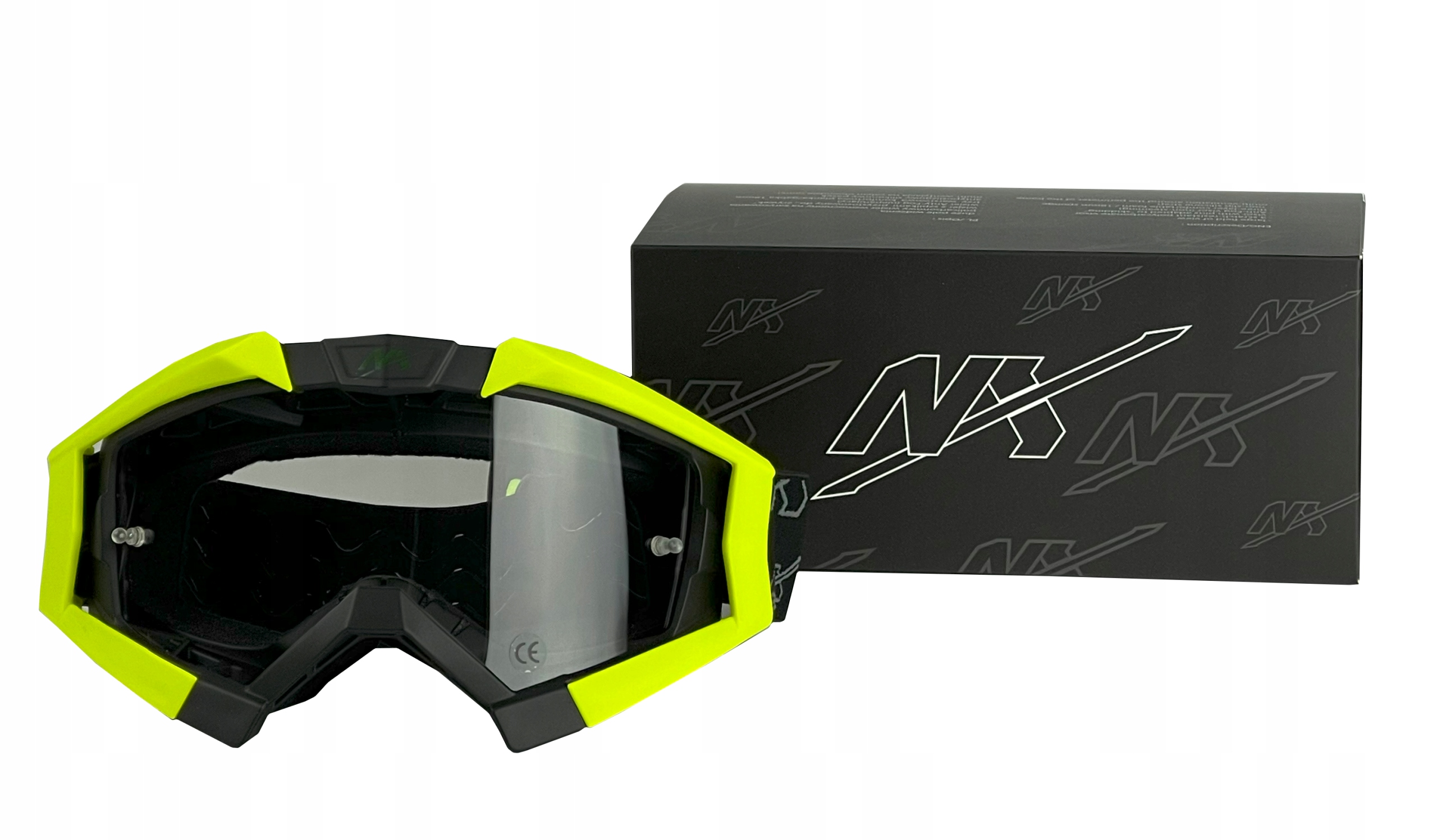 GOGLE MOTOCYKLOWE NX CROSS ENDURO ATV OFF ROAD ANTI-FOG HOMOLOGACJA Model NX ŻÓŁTE FLUO
