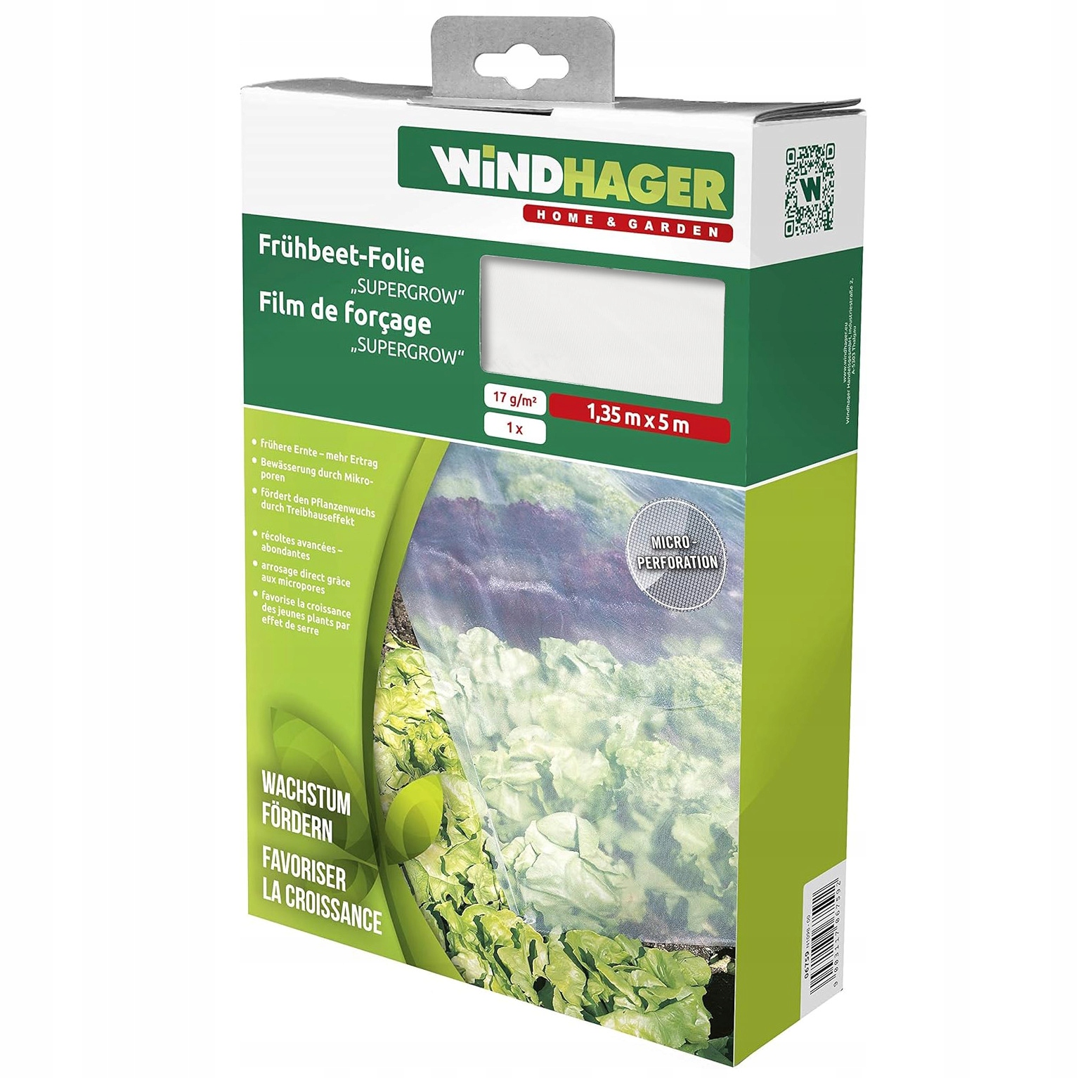 Fólie s mikroperforacemi Windhager Supergrow 5 x 1,35 m, 17 g/m²