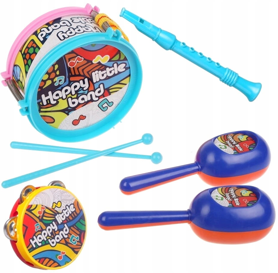 INSTRUMENTY MUZYCZNE GRZECHOTKI BĘBENEK FLET 7 EL