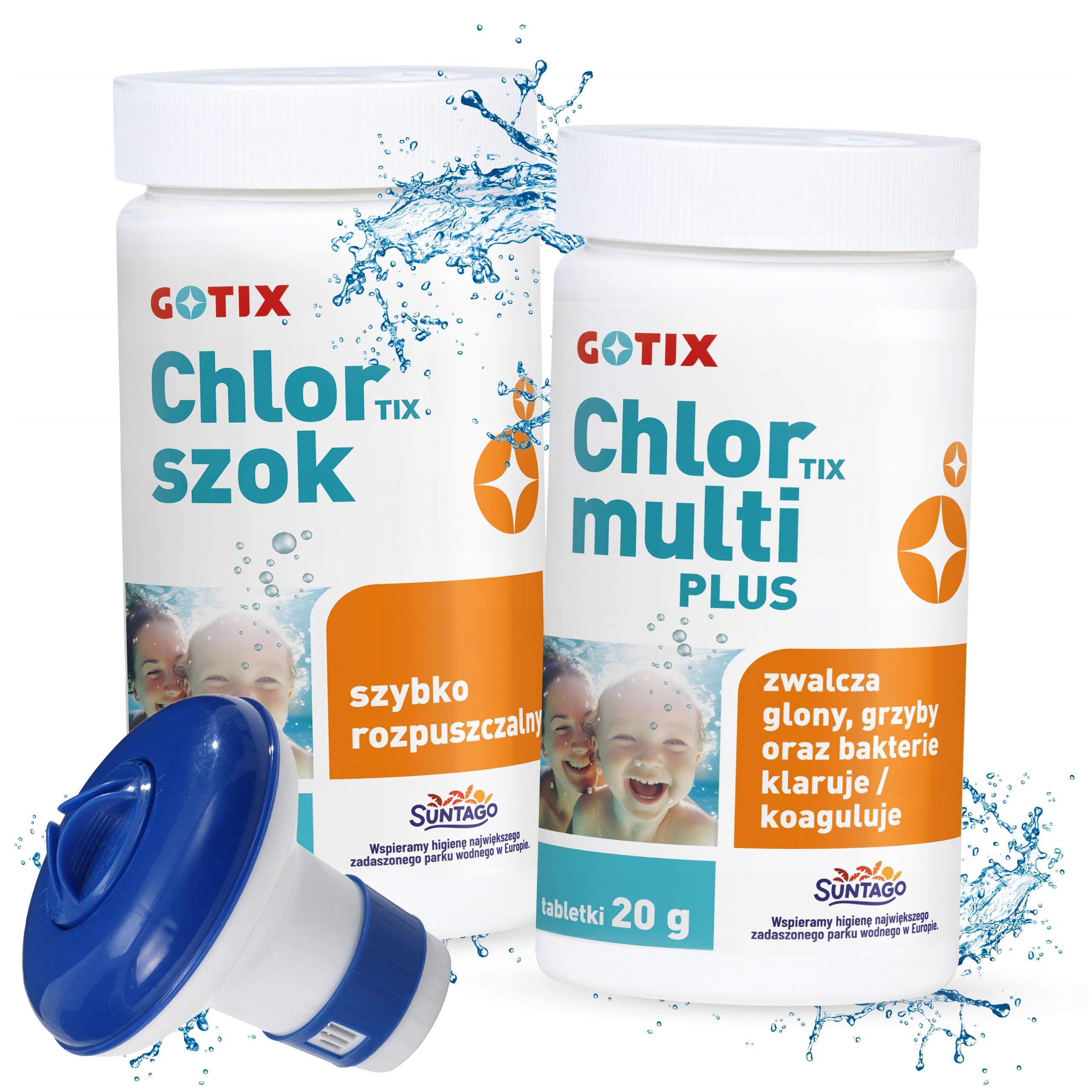 Zestaw Chlortix Tix Szok 1KG Chlortix Multi Dozownik Do Basenu
