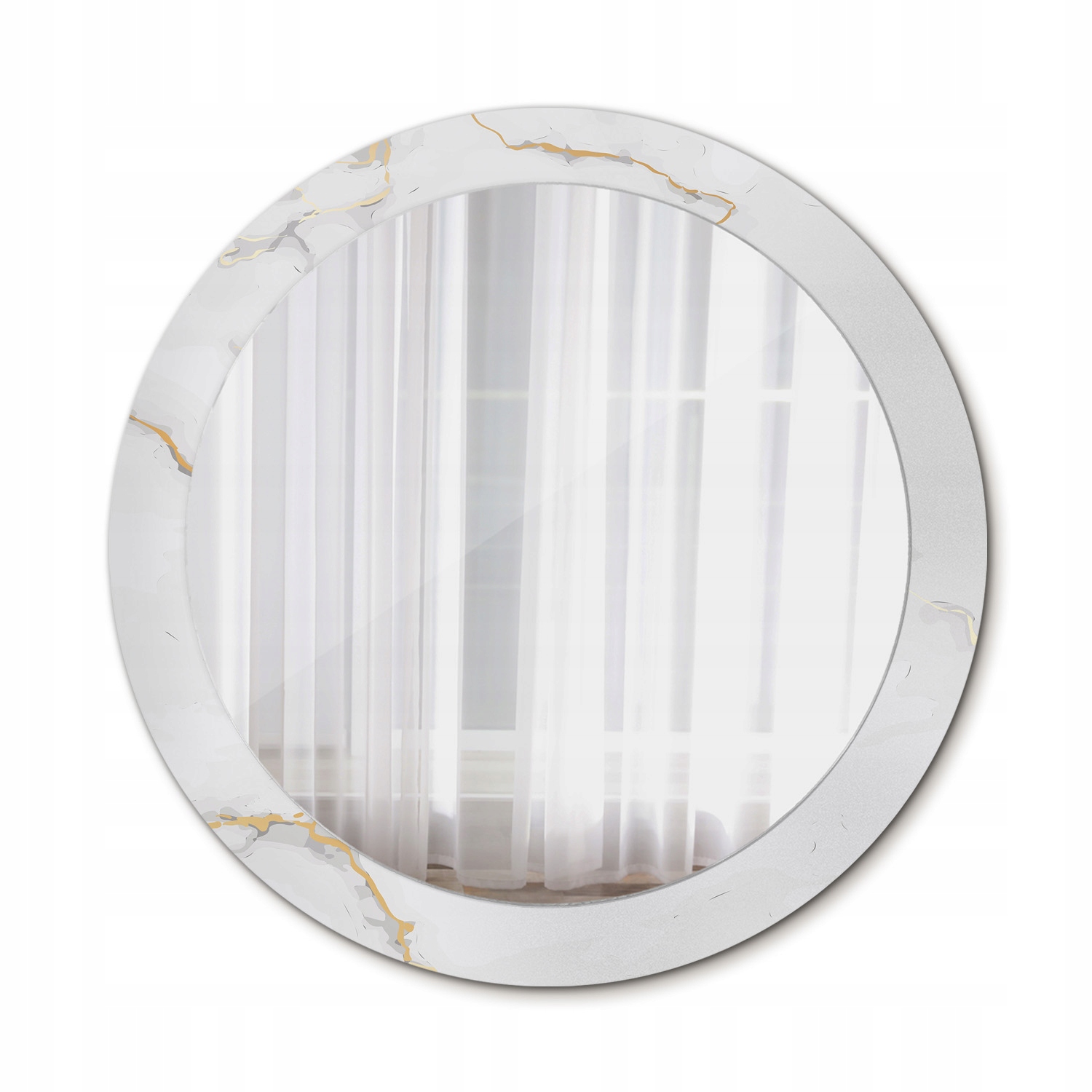 Moderné okrúhle zrkadlo Biely mramor 80 cm
