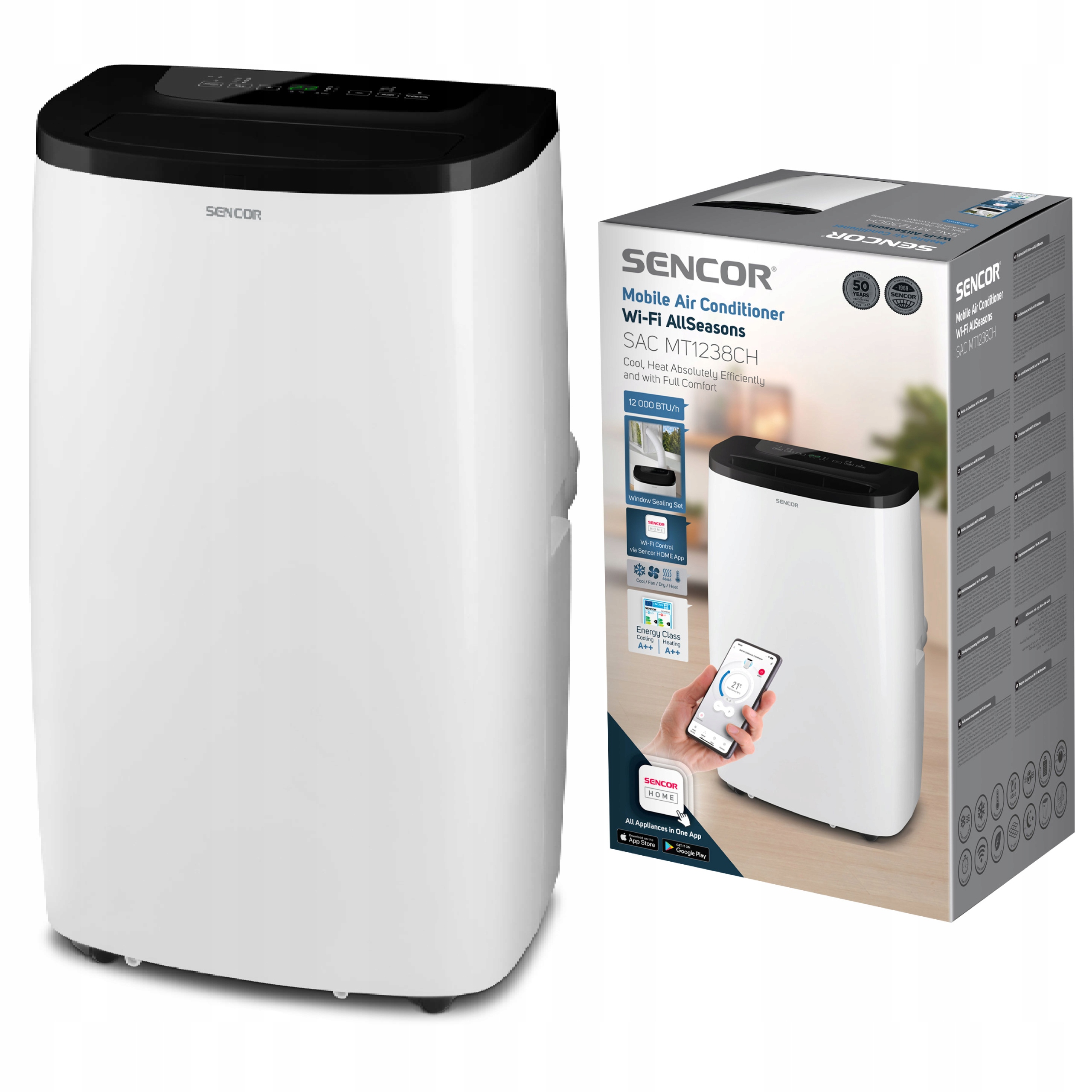 Klimatyzator Przenośny Sencor Sac MT1238CH Moc 1700W 47m3 4 Tryby Timer