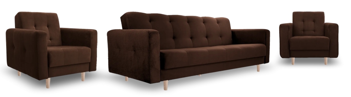 Sada Lizbona II pohovka 2 křesla hnědá Kronos 06 velur Výrobce