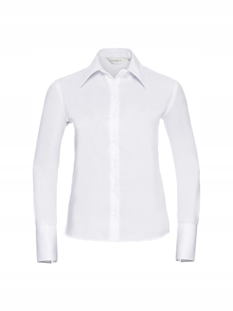 Dámská košile s dlouhým rukávem, nežehlivá, Russell, bílá, 3XL