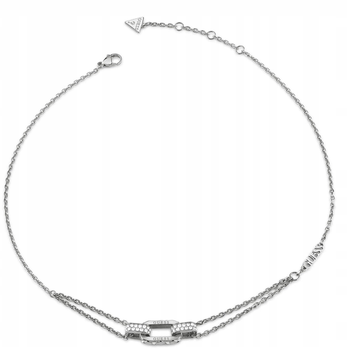 Ocelový Stříbrný Náhrdelník Guess Stylish Guess Křišťály JUBN04580JWRHT/U