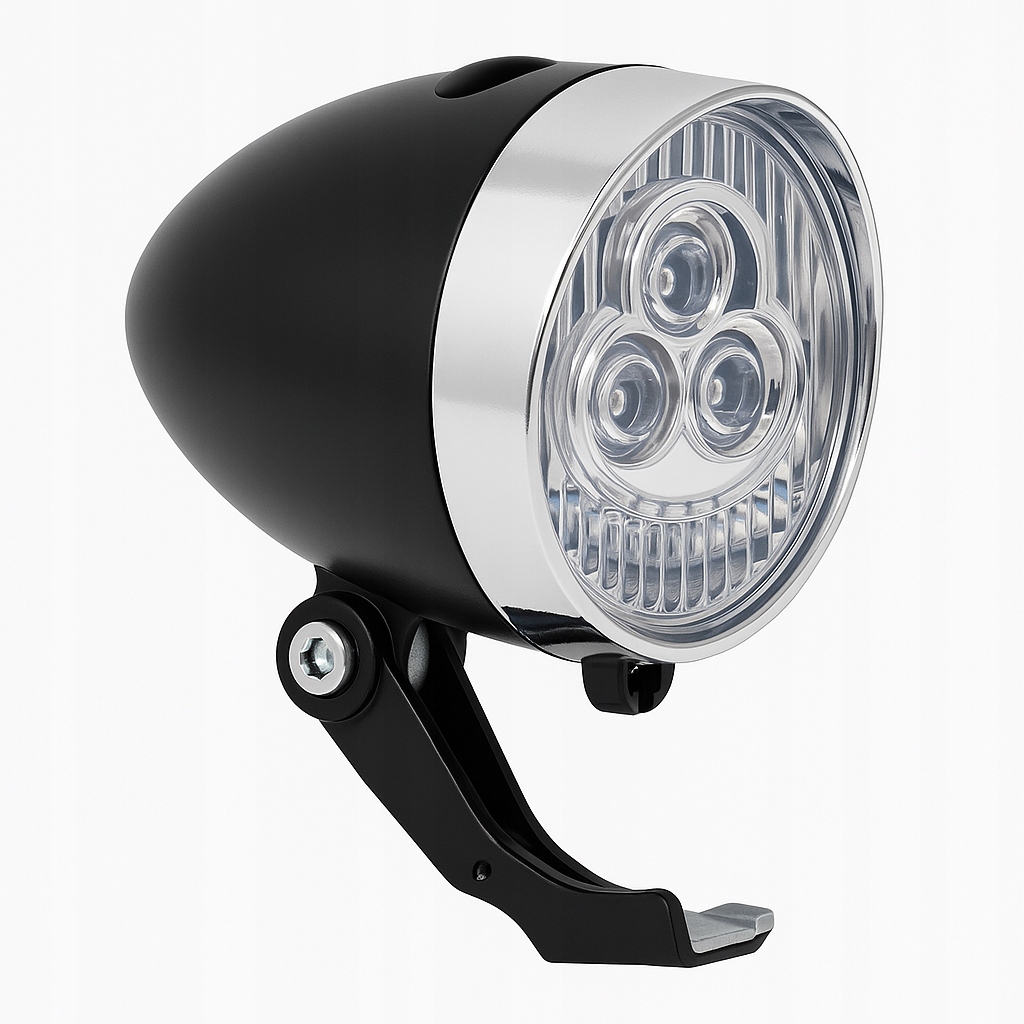 LAMPA ROWEROWA PRZEDNIA RETRO LED CHROM Z UCHWYTEM NA BATERIE Kod producenta ZD14A