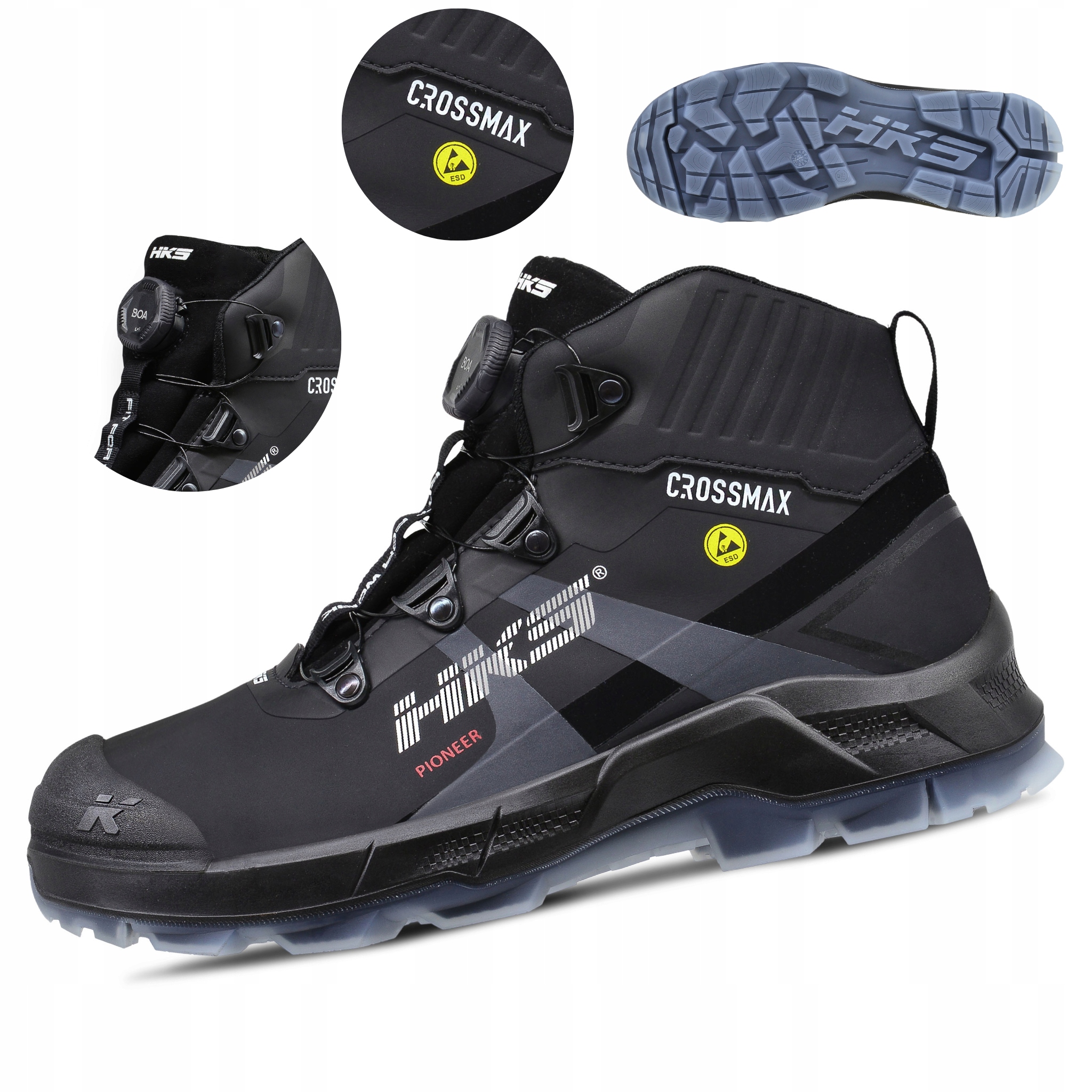 Lekkie Buty Robocze Bhp Męskie Trzewiki Ochronne Obuwie Hks Pioneer Boa S3S